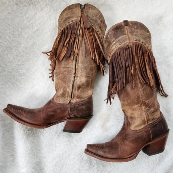 Tony Lama Fringe Cowboy Boots 9.5 - Picture 2 of 16